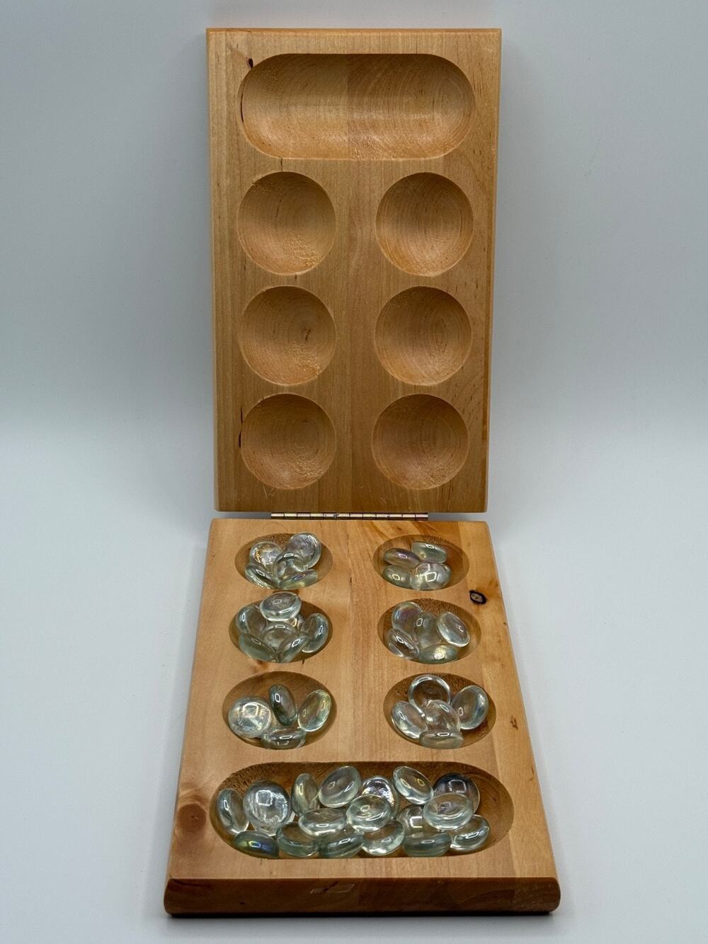 Cardinal Mancala Solid Wood Folding Game Glass Stones 2007 #18001 NOS Box